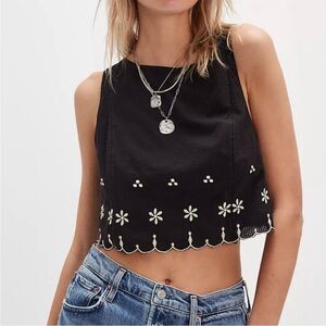 NWOT Free People Kayla Solid Embroidered Top (size M)